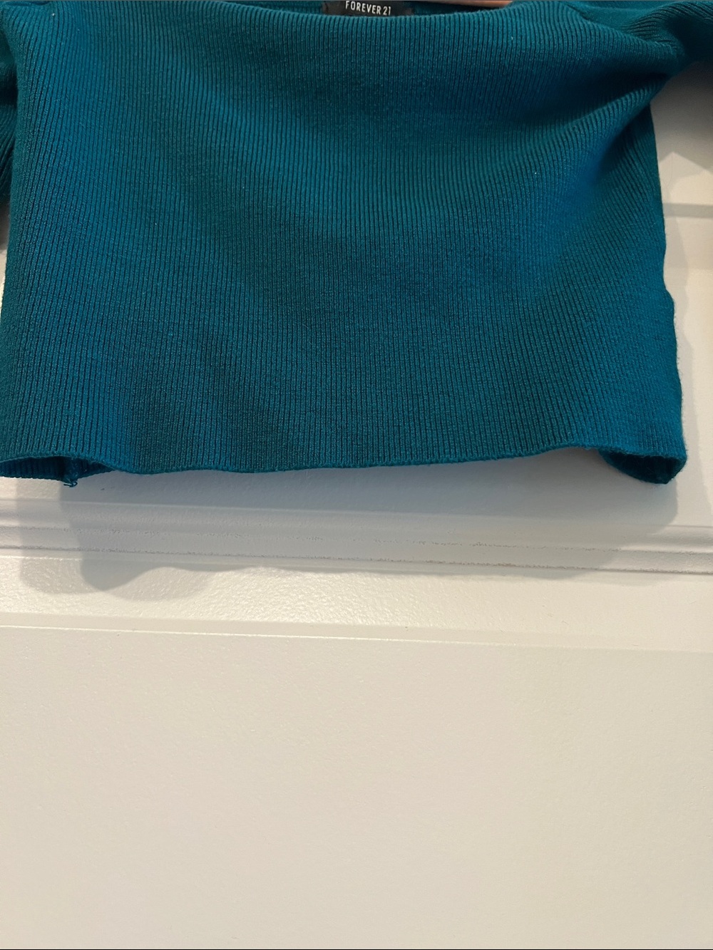 Forever 21 Teal Long-Sleeve Square Neck Cropped Top - Picture 5 of 10